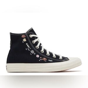 Converse Women's Black Floral Embroidered High-Tops